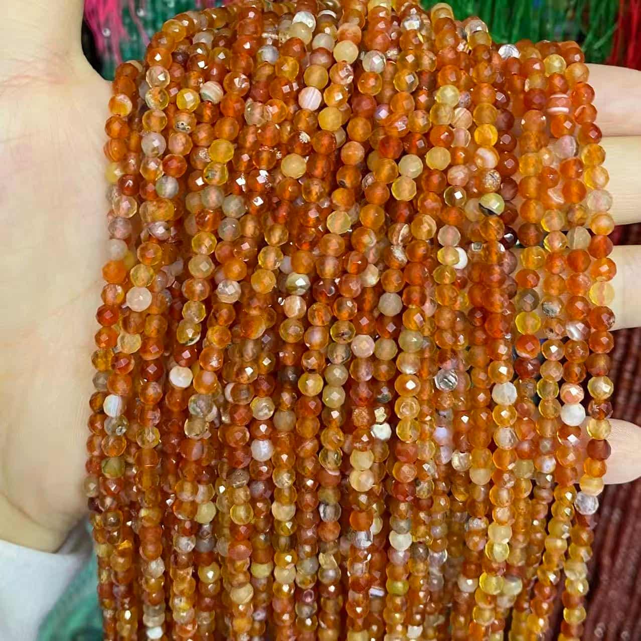Tiny Round Faceted Beads Gemstone/Quartz/Jasper/Agate 2mm 3mm 4mm
