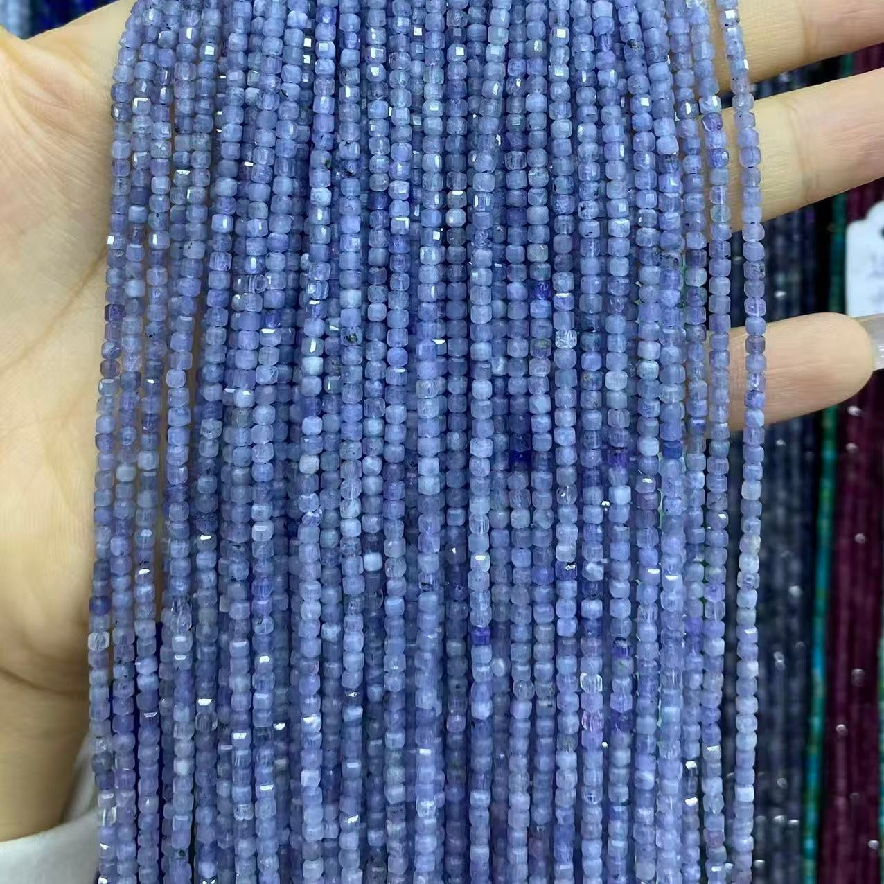 Tiny Square Faceted Beads 2-3mm Gemstone/Quartz/Jasper/Agate