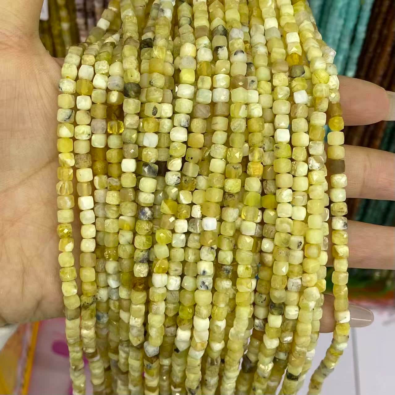 Square Faceted Beads 4-5MM Gemstone/Quartz/Jasper/Agate