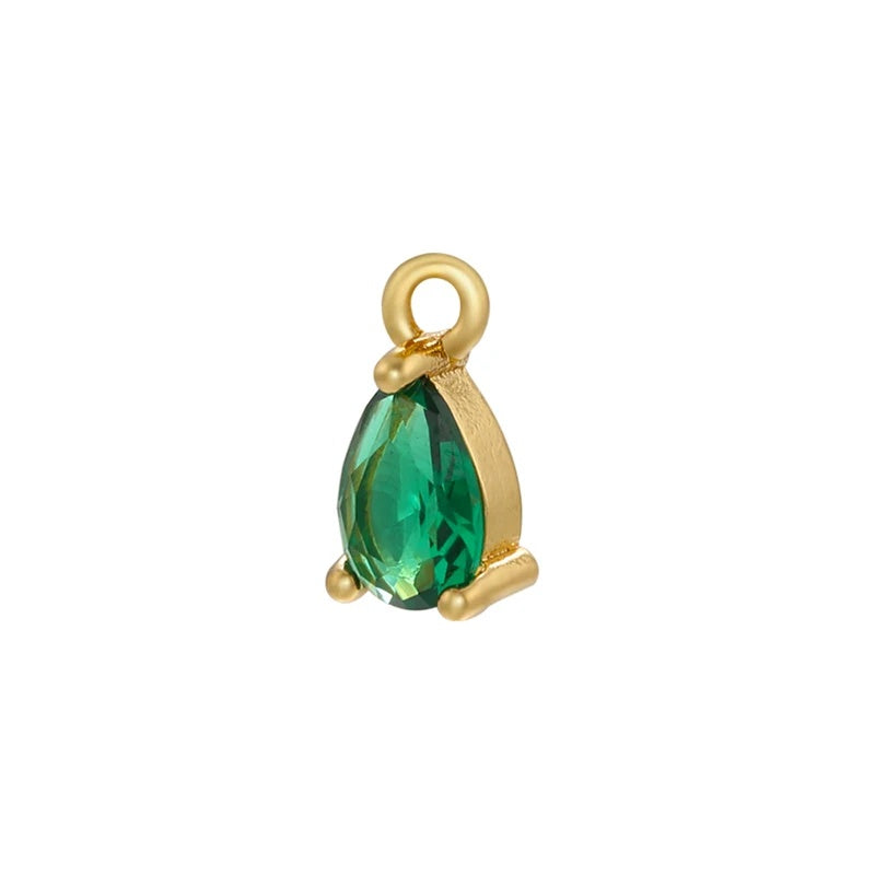 1PCS Brass CZ Water Drop Charms Pendants