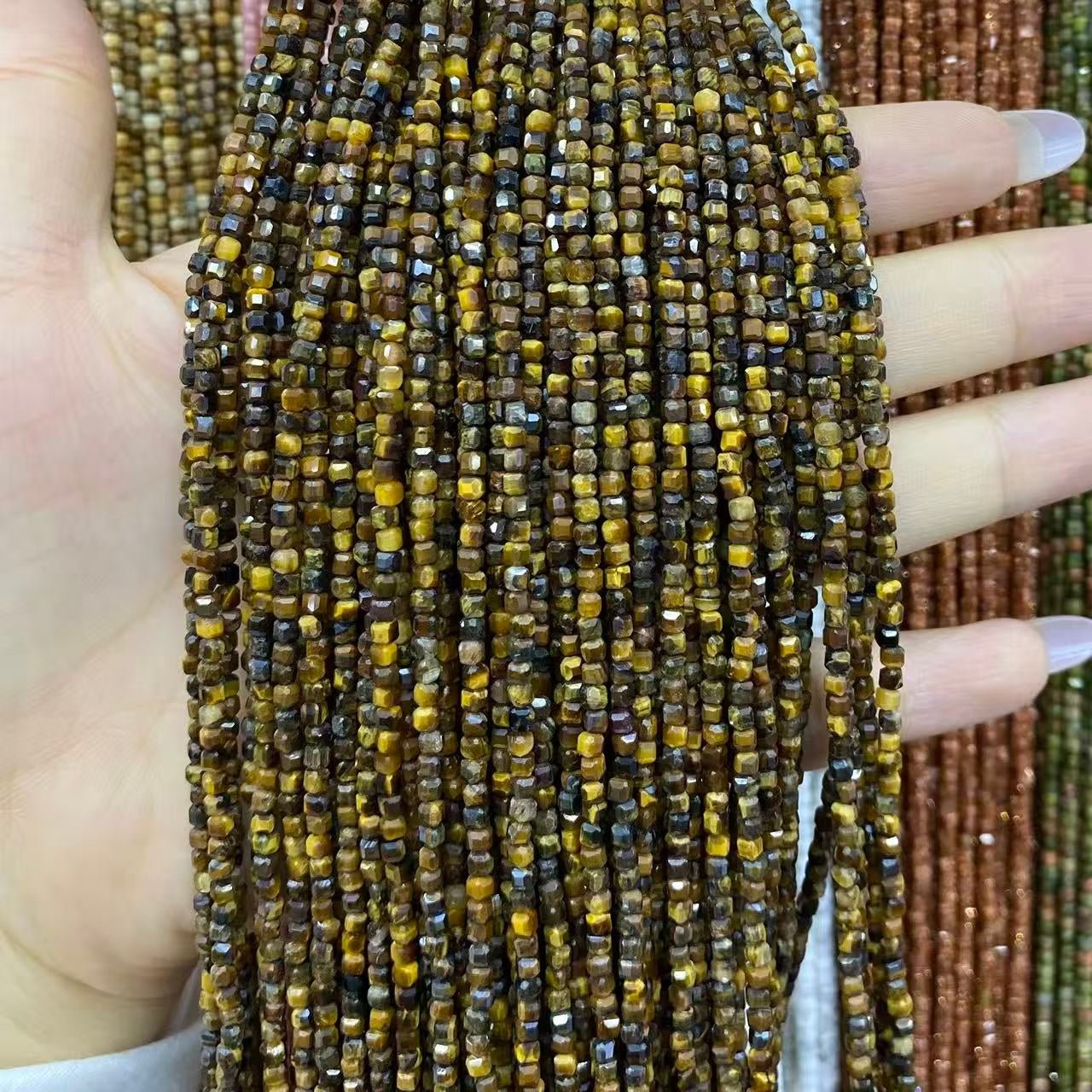 Tiny Square Faceted Beads 2-3mm Gemstone/Quartz/Jasper/Agate