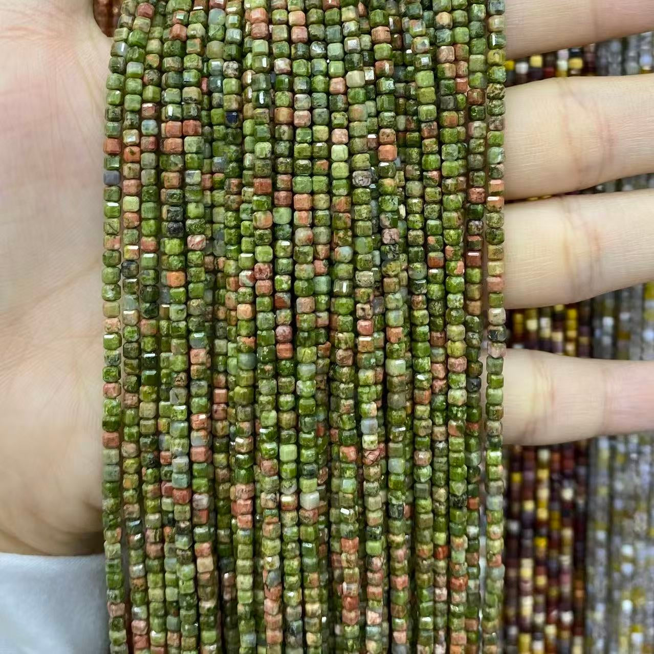 Tiny Square Faceted Beads 2-3mm Gemstone/Quartz/Jasper/Agate