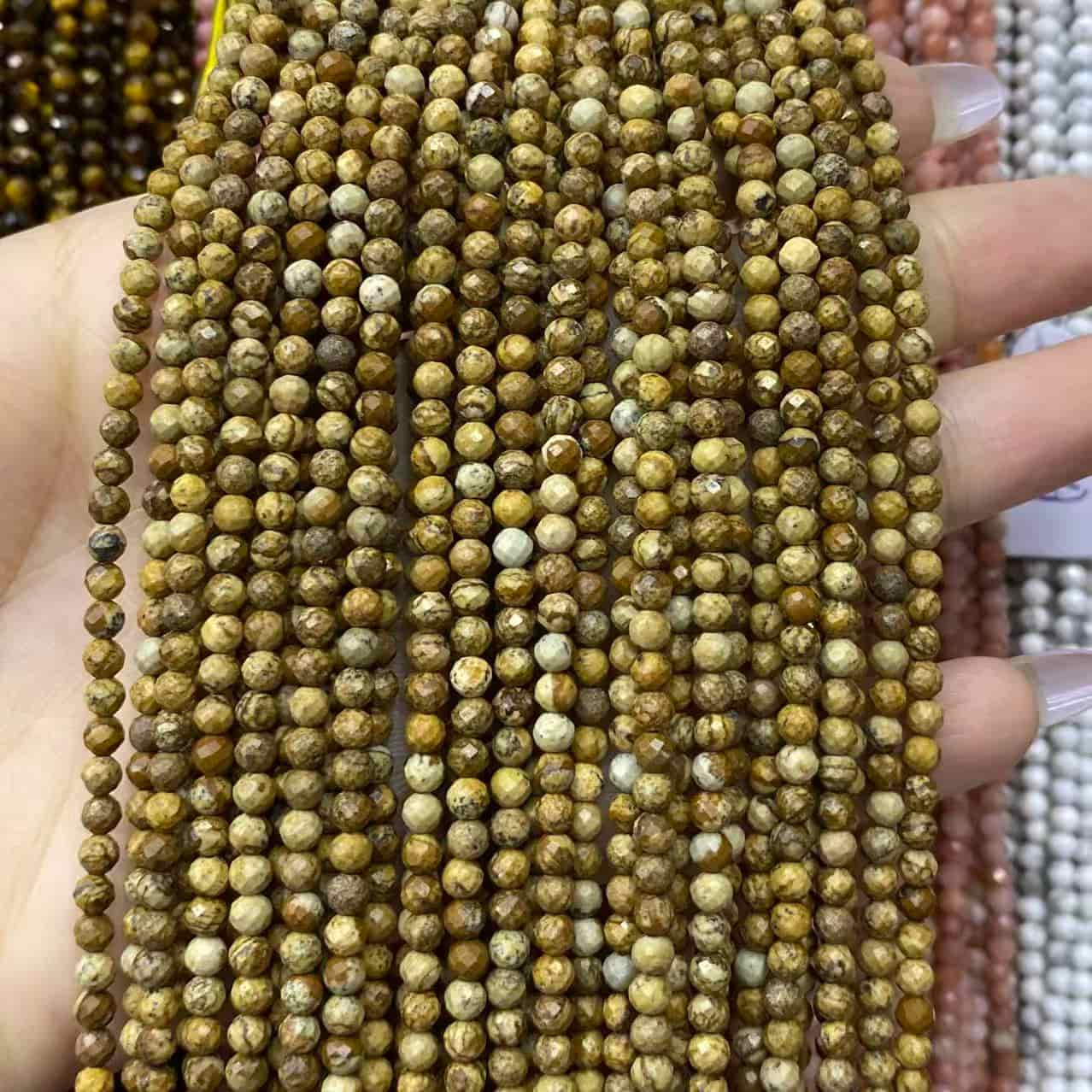 Tiny Round Faceted Beads Gemstone/Quartz/Jasper/Agate 2mm 3mm 4mm