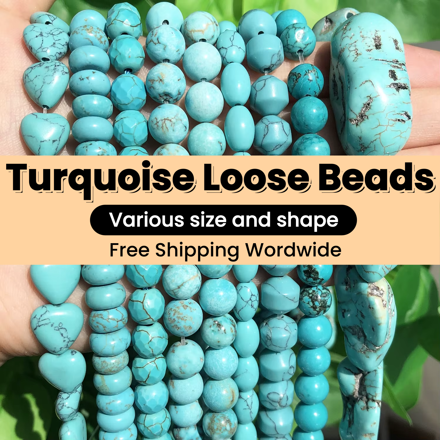 Turquoise Loose Beads Round Fcaeted Rice Rondelle Flat Oval Irregular Shape Beads