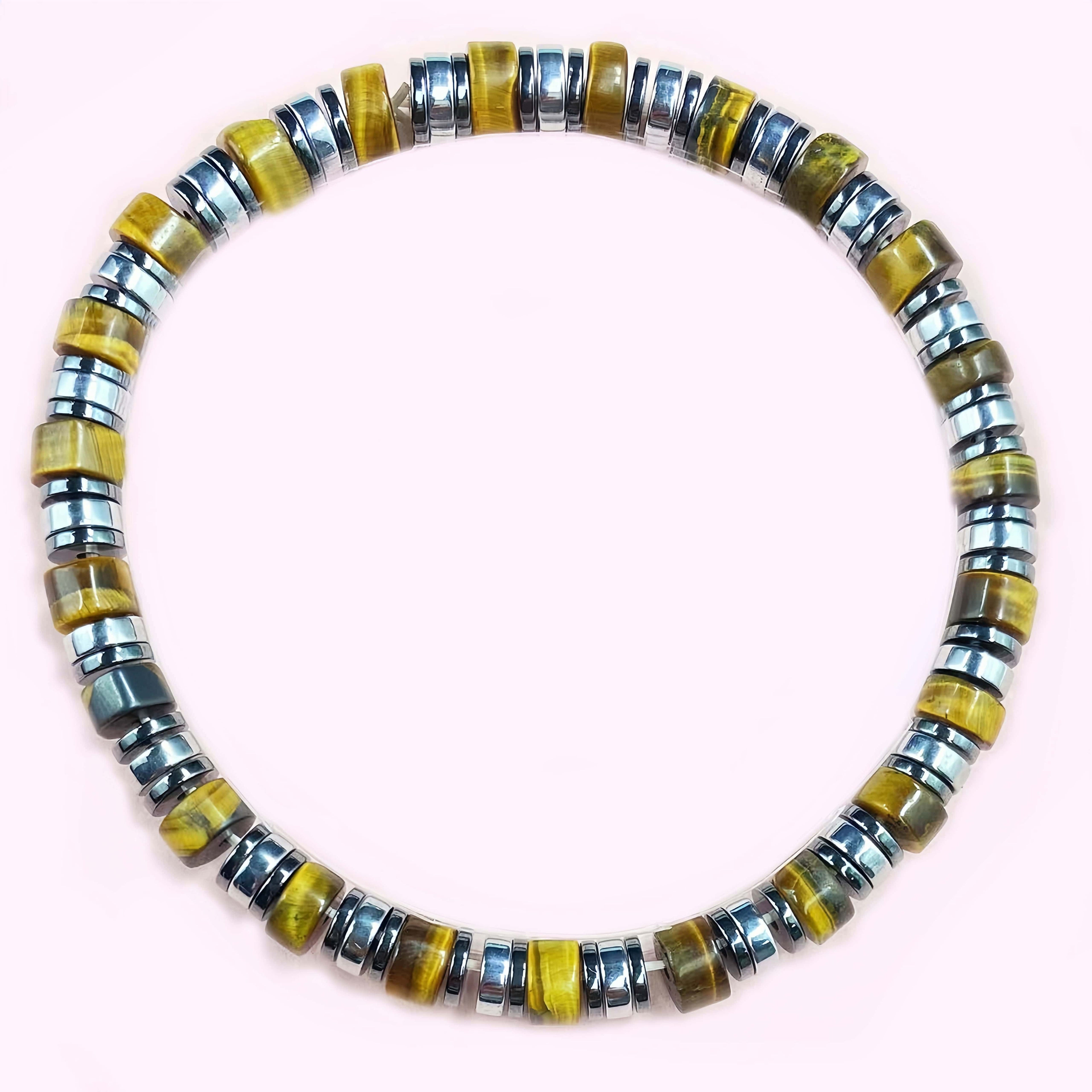 Triple Hematite with Tigers Eye for Weight Loss Crystal Bracelet