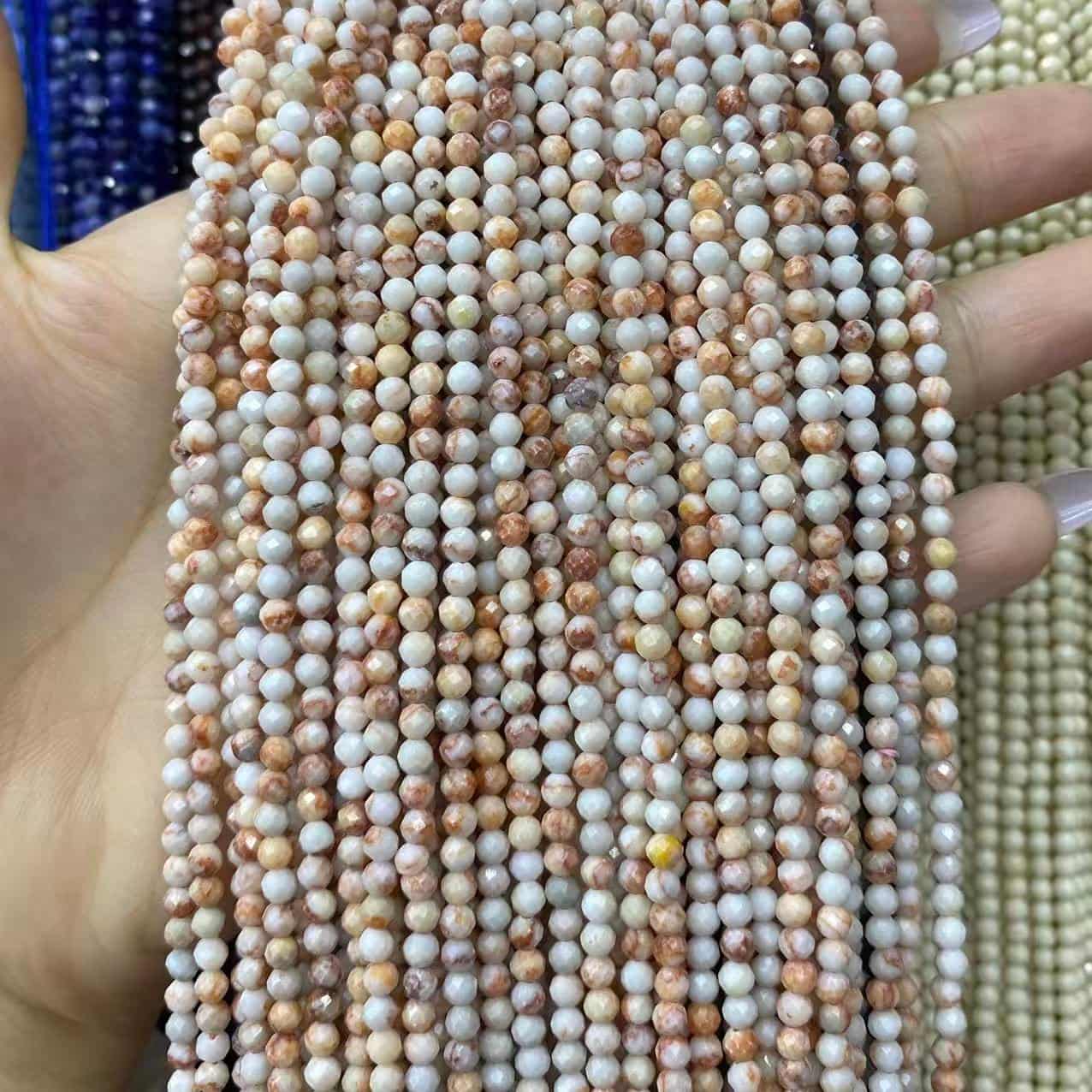 Tiny Round Faceted Beads Gemstone/Quartz/Jasper/Agate 2mm 3mm 4mm
