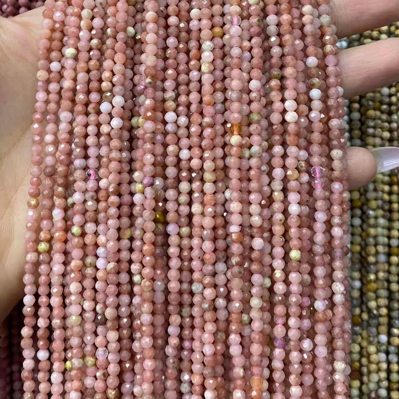Tiny Round Faceted Beads Gemstone/Quartz/Jasper/Agate 2mm 3mm 4mm