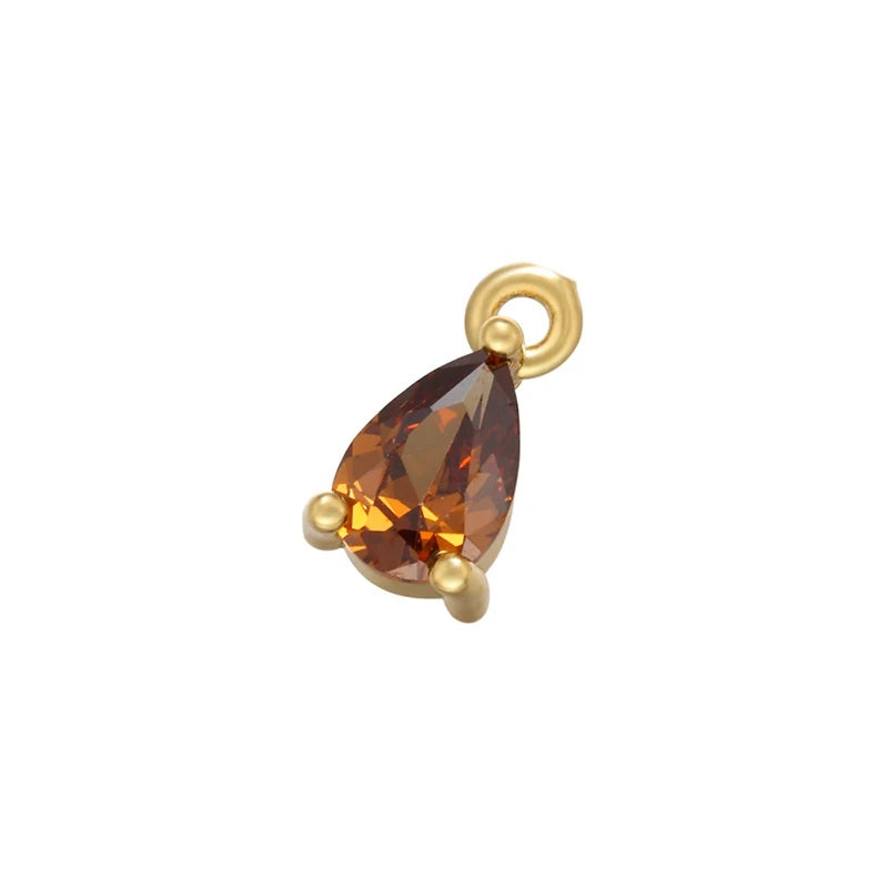 1PCS Brass CZ Water Drop Charms Pendants