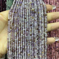 Purple Green Phantom Quartz Tiny Faceted Round Beads 2mm 3mm 4mm