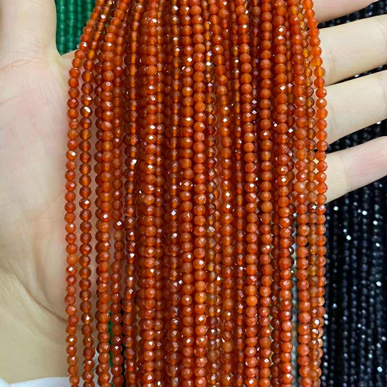 Tiny Round Faceted Beads Gemstone/Quartz/Jasper/Agate 2mm 3mm 4mm