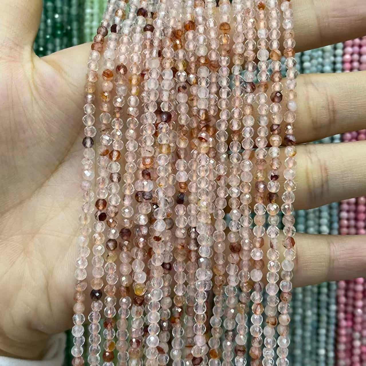 Tiny Round Faceted Beads Gemstone/Quartz/Jasper/Agate 2mm 3mm 4mm