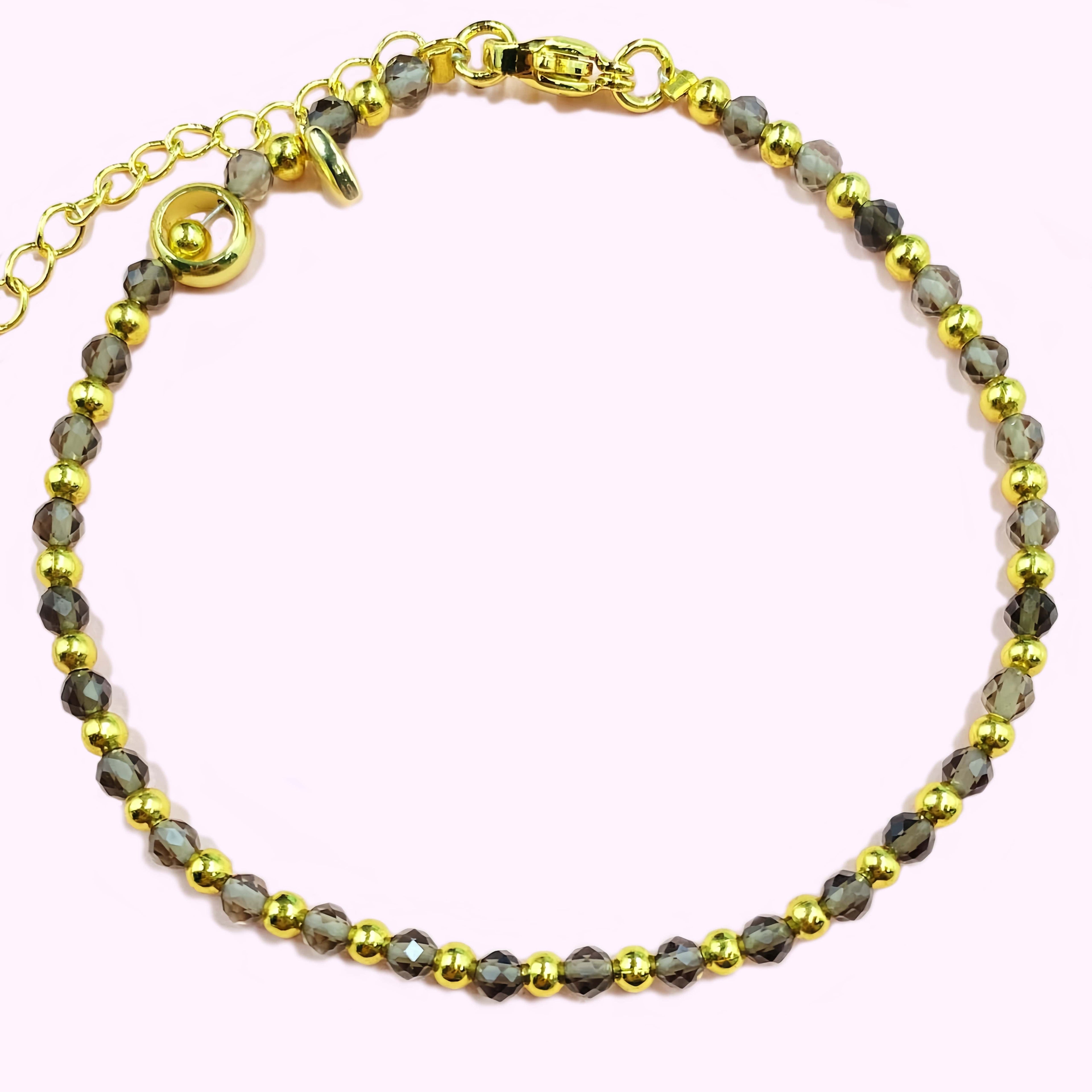 Smoky Quartz Linked Crystal Bracelet for Focus and Concentration