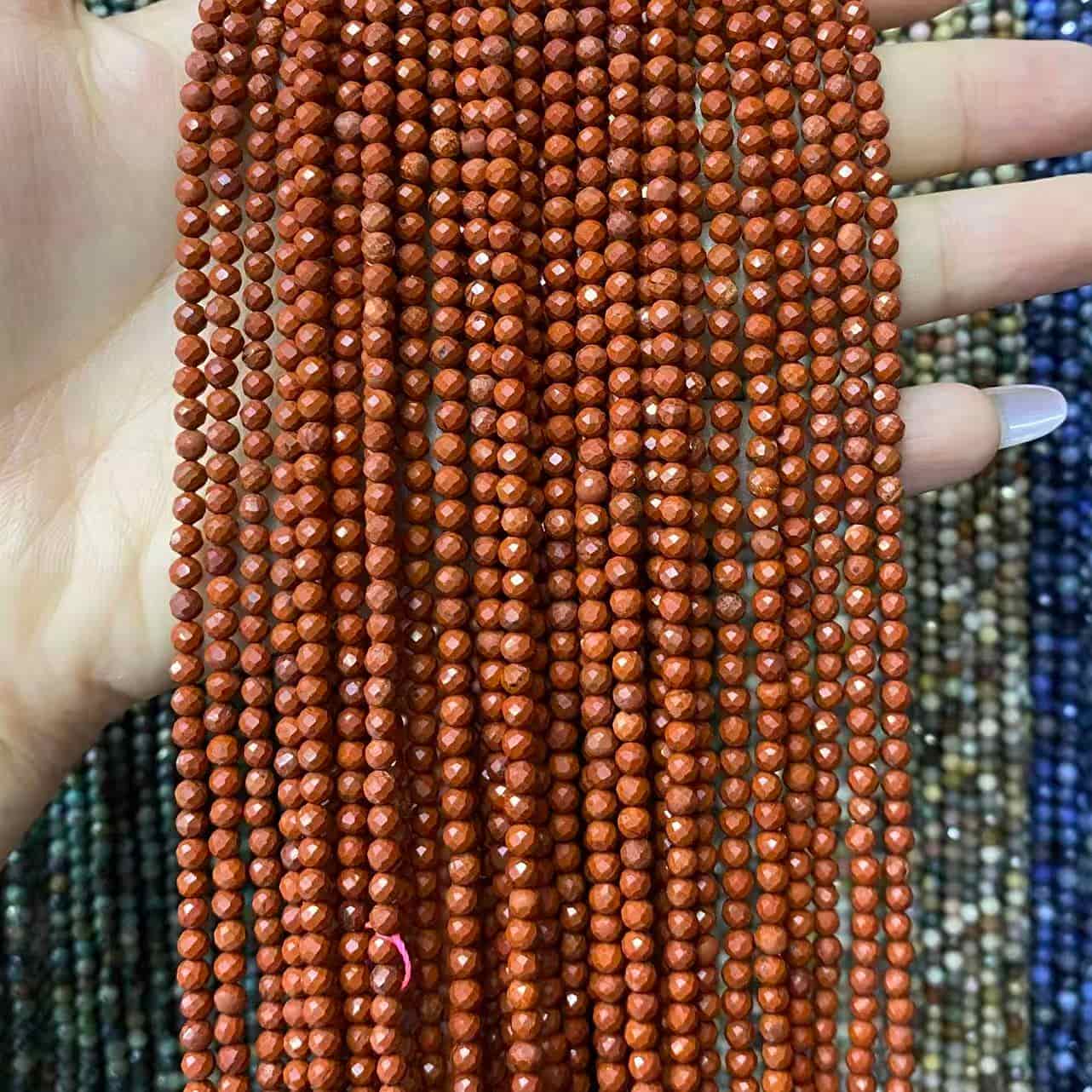 Tiny Round Faceted Beads Gemstone/Quartz/Jasper/Agate 2mm 3mm 4mm