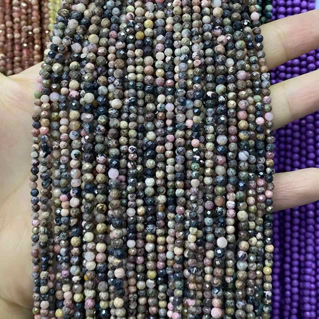 Tiny Round Faceted Beads Gemstone/Quartz/Jasper/Agate 2mm 3mm 4mm