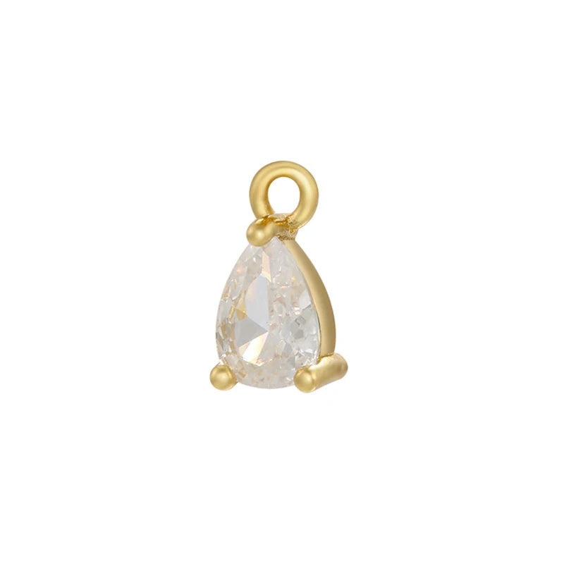 1PCS Brass CZ Water Drop Charms Pendants