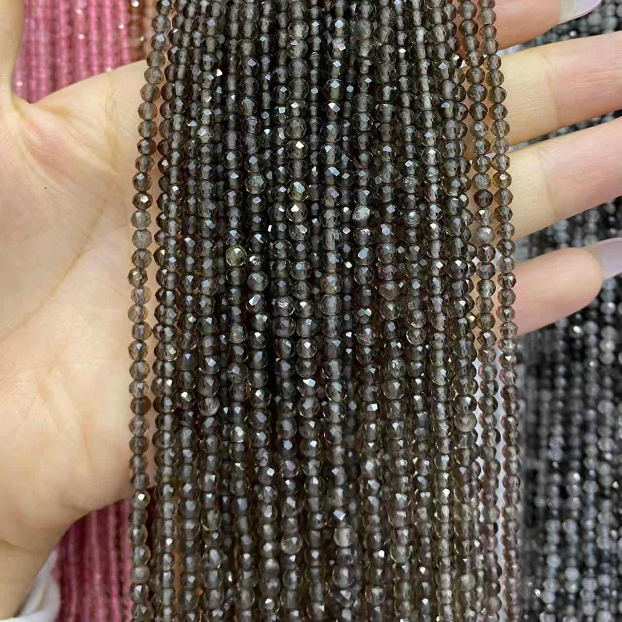 Tiny Round Faceted Beads Gemstone/Quartz/Jasper/Agate 2mm 3mm 4mm