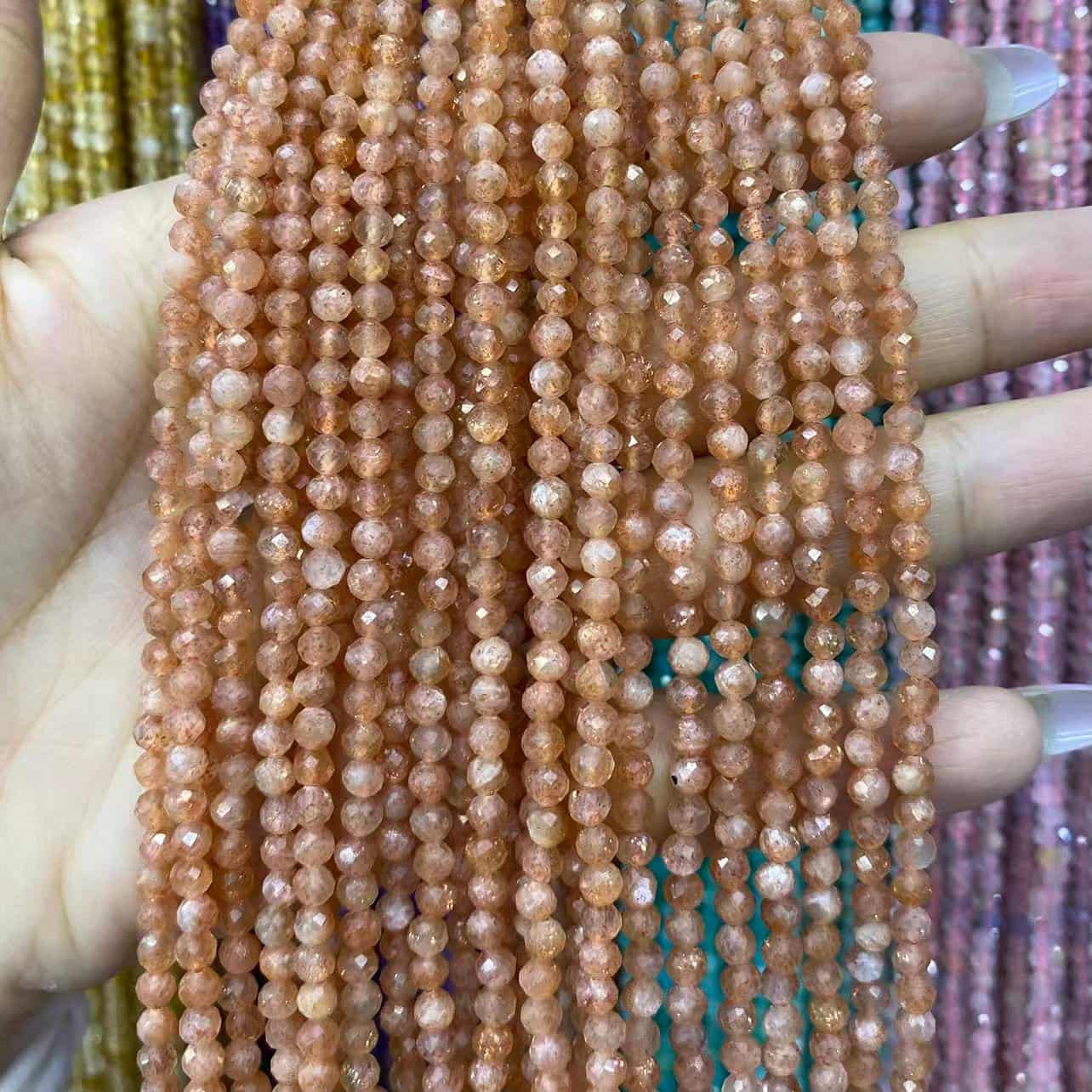 Tiny Round Faceted Beads Gemstone/Quartz/Jasper/Agate 2mm 3mm 4mm