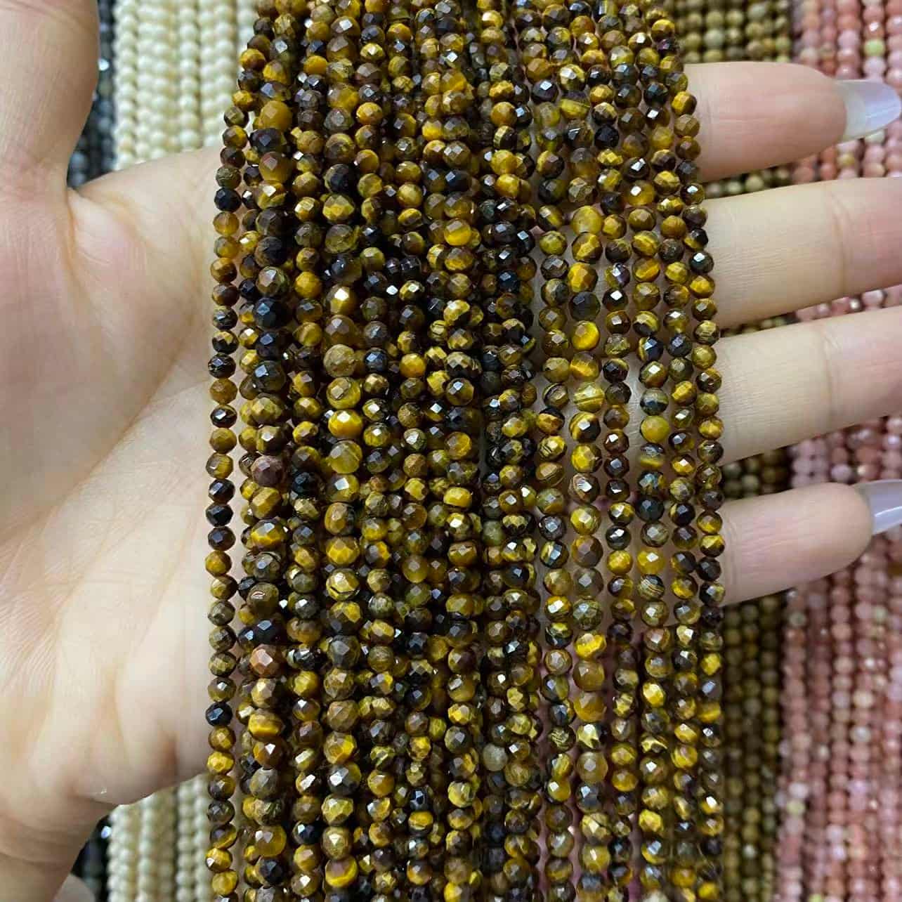 Tiny Round Faceted Beads Gemstone/Quartz/Jasper/Agate 2mm 3mm 4mm