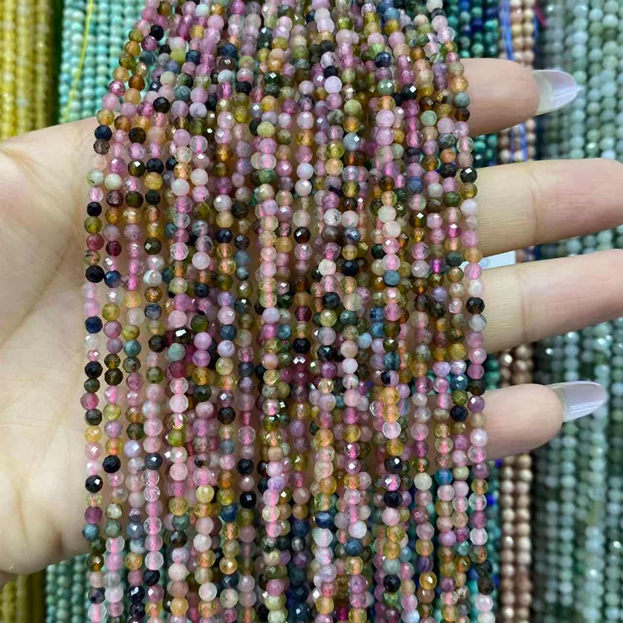 Tiny Round Faceted Beads Gemstone/Quartz/Jasper/Agate 2mm 3mm 4mm
