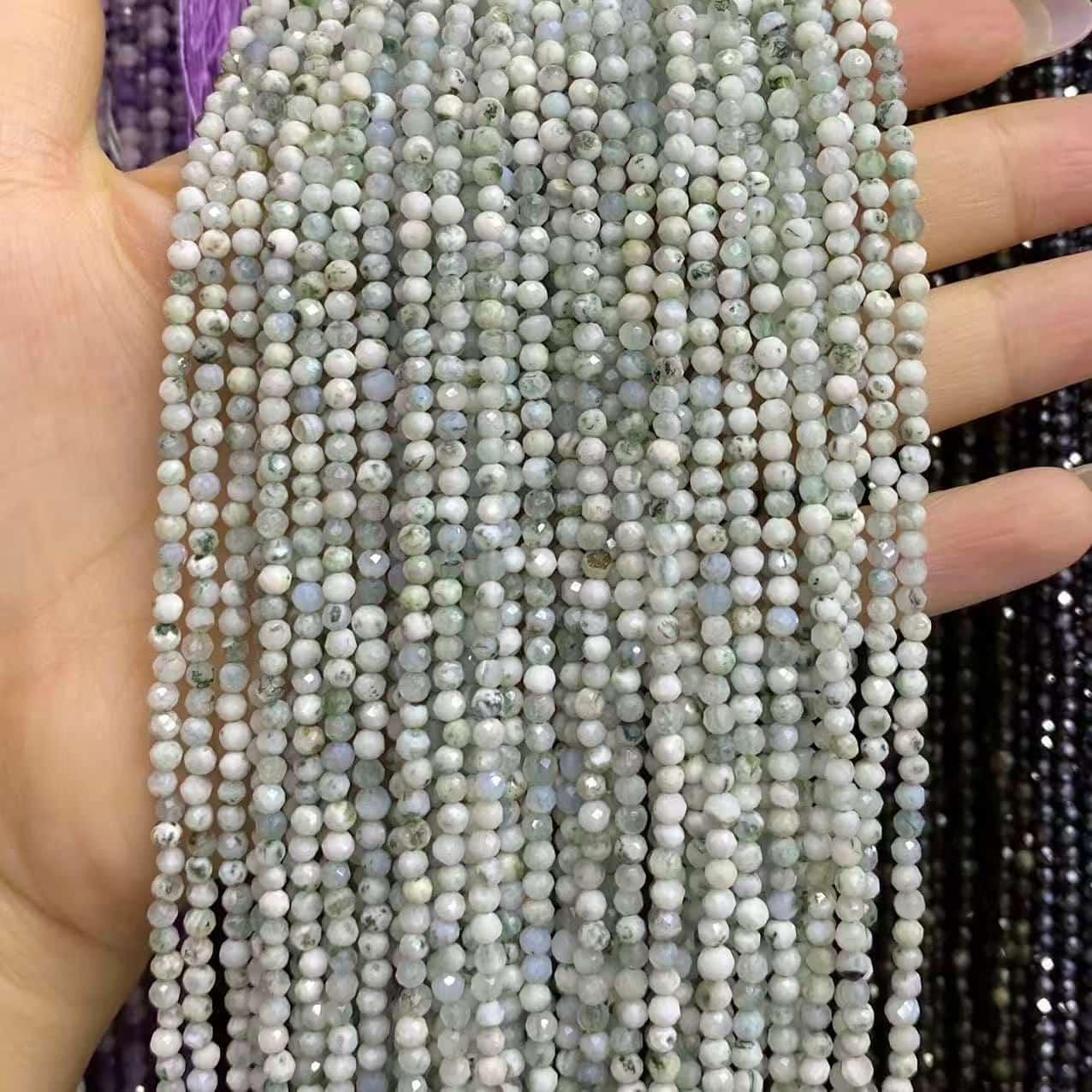 Tiny Round Faceted Beads Gemstone/Quartz/Jasper/Agate 2mm 3mm 4mm