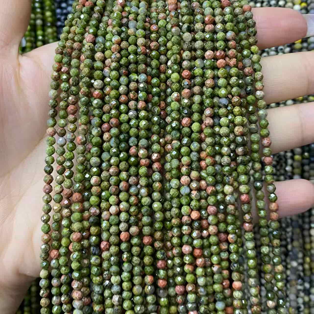 Tiny Round Faceted Beads Gemstone/Quartz/Jasper/Agate 2mm 3mm 4mm