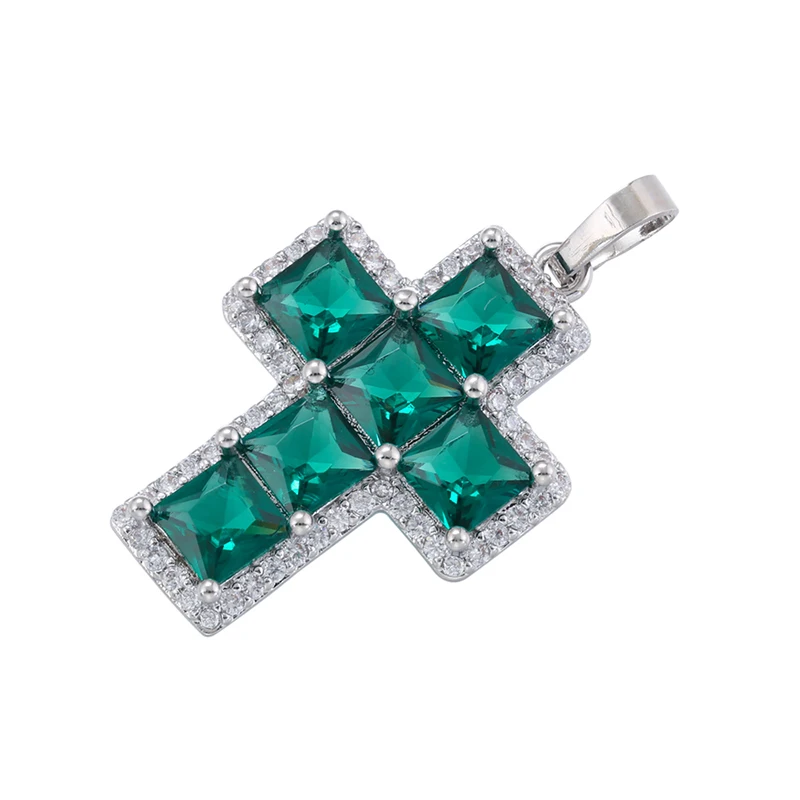 1Pcs Cross Pendants Brass Cubic Zirconia Cross Charms Necklaces