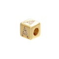 1PCS Gold Color 8x8mm Square A-Z Letter Beads