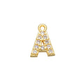 1PCS  Brass Cubic Zirconia 26 Letter Charms Pendants