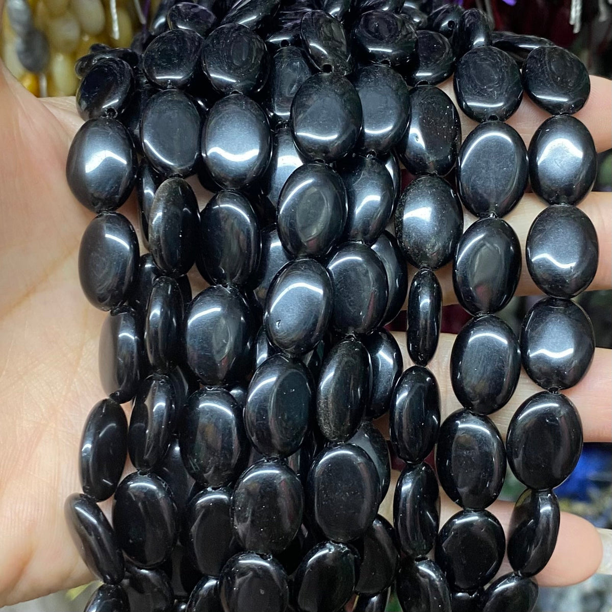 Oval Black Onyx Beads