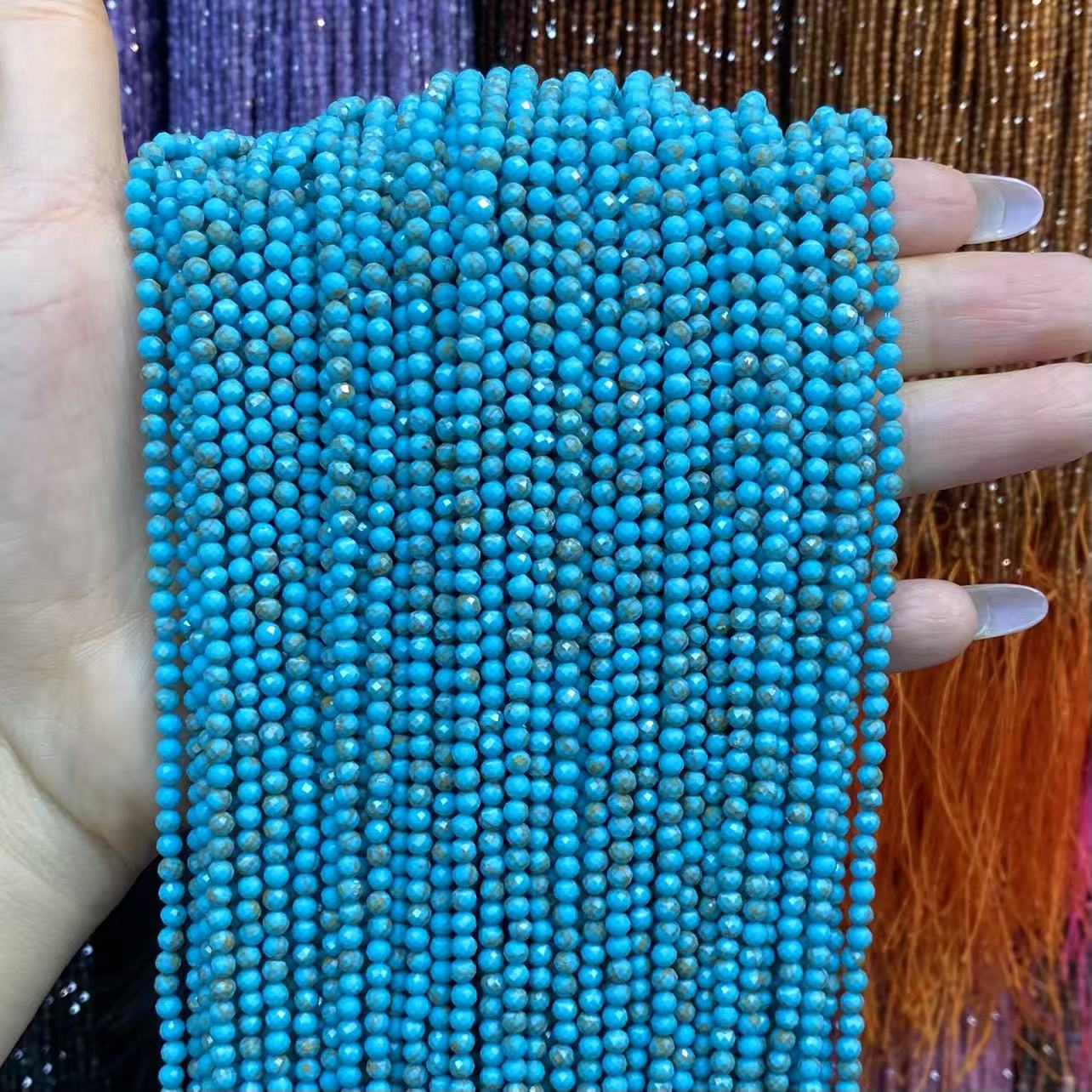 Turquoise Loose Beads Round Fcaeted Rice Rondelle Flat Oval Irregular Shape Beads