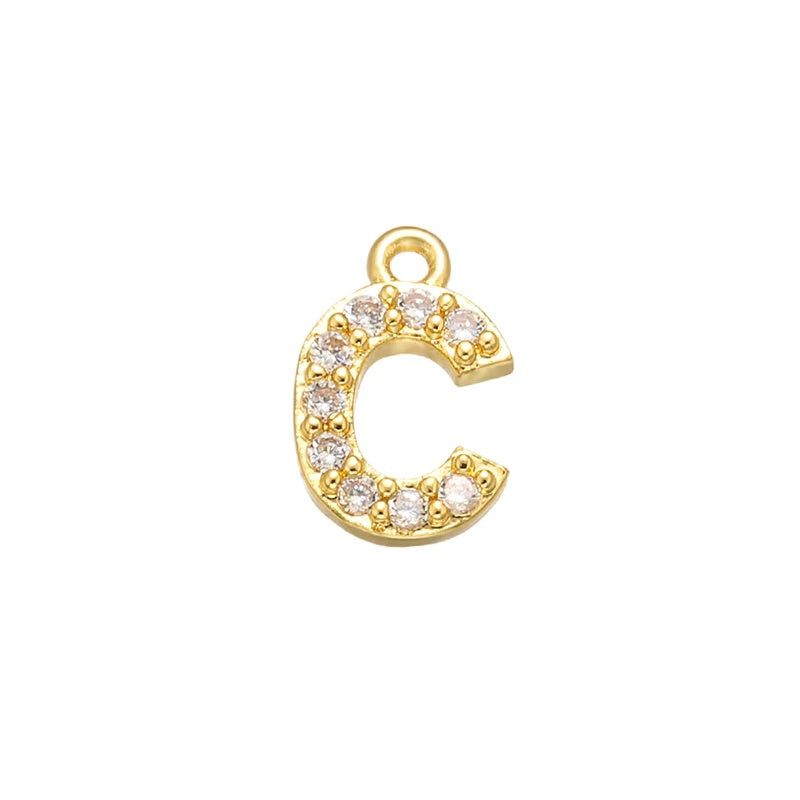1PCS  Brass Cubic Zirconia 26 Letter Charms Pendants