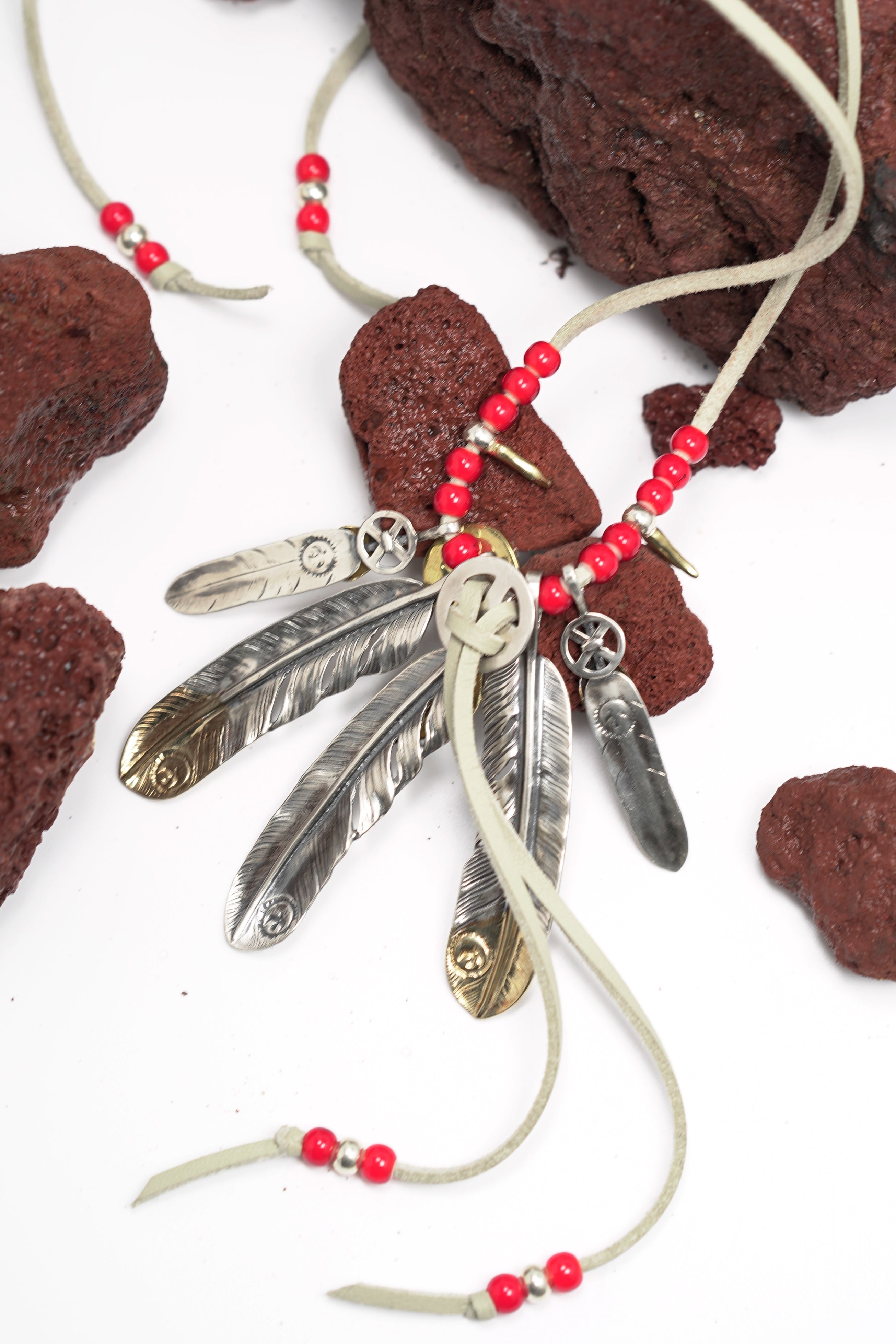 Necklace with Turquoise and Silver Feather Setup