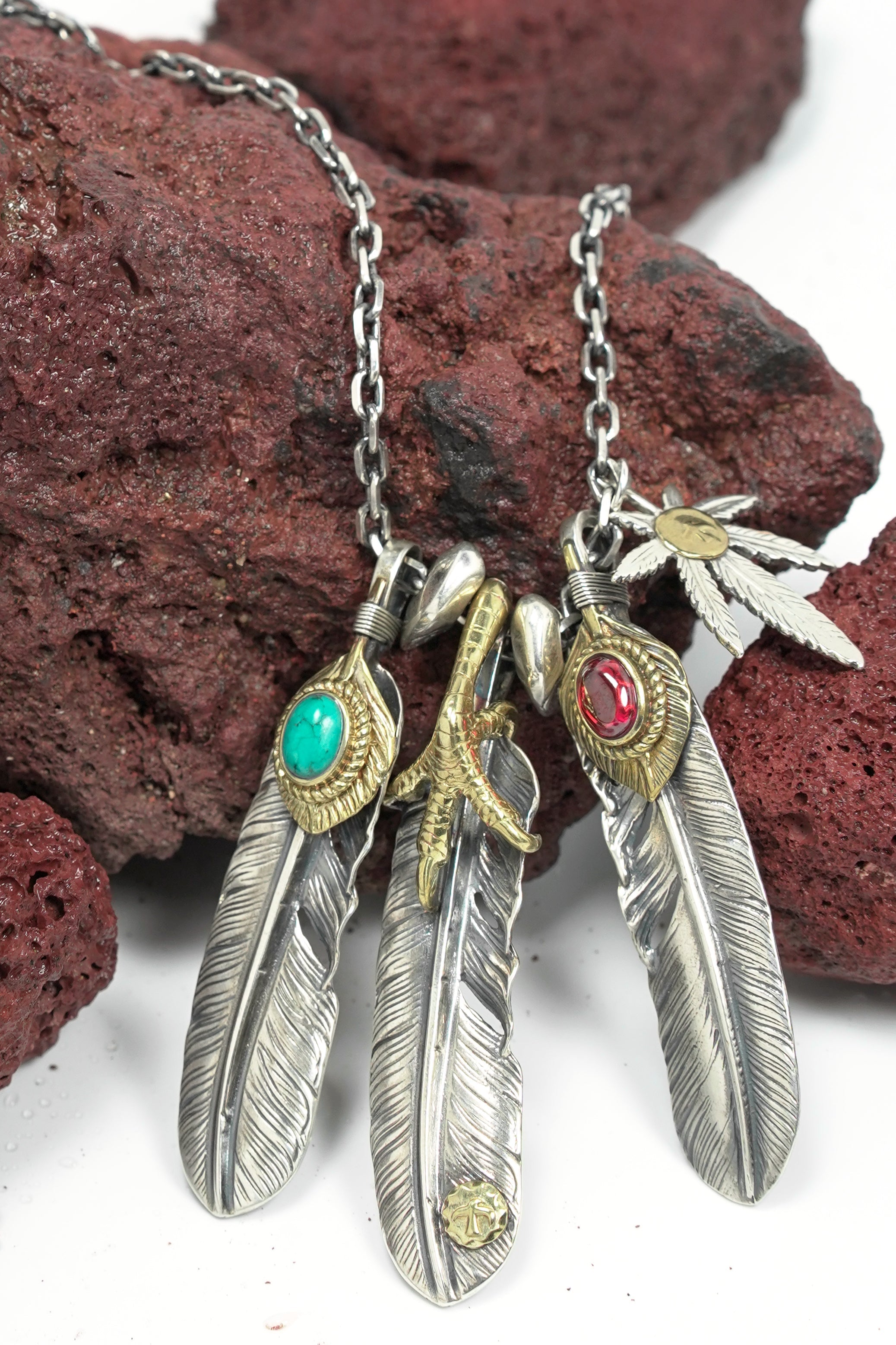 Japan Takahashi Goro Leaf John Mayer Necklace Feather Set Retro Silver