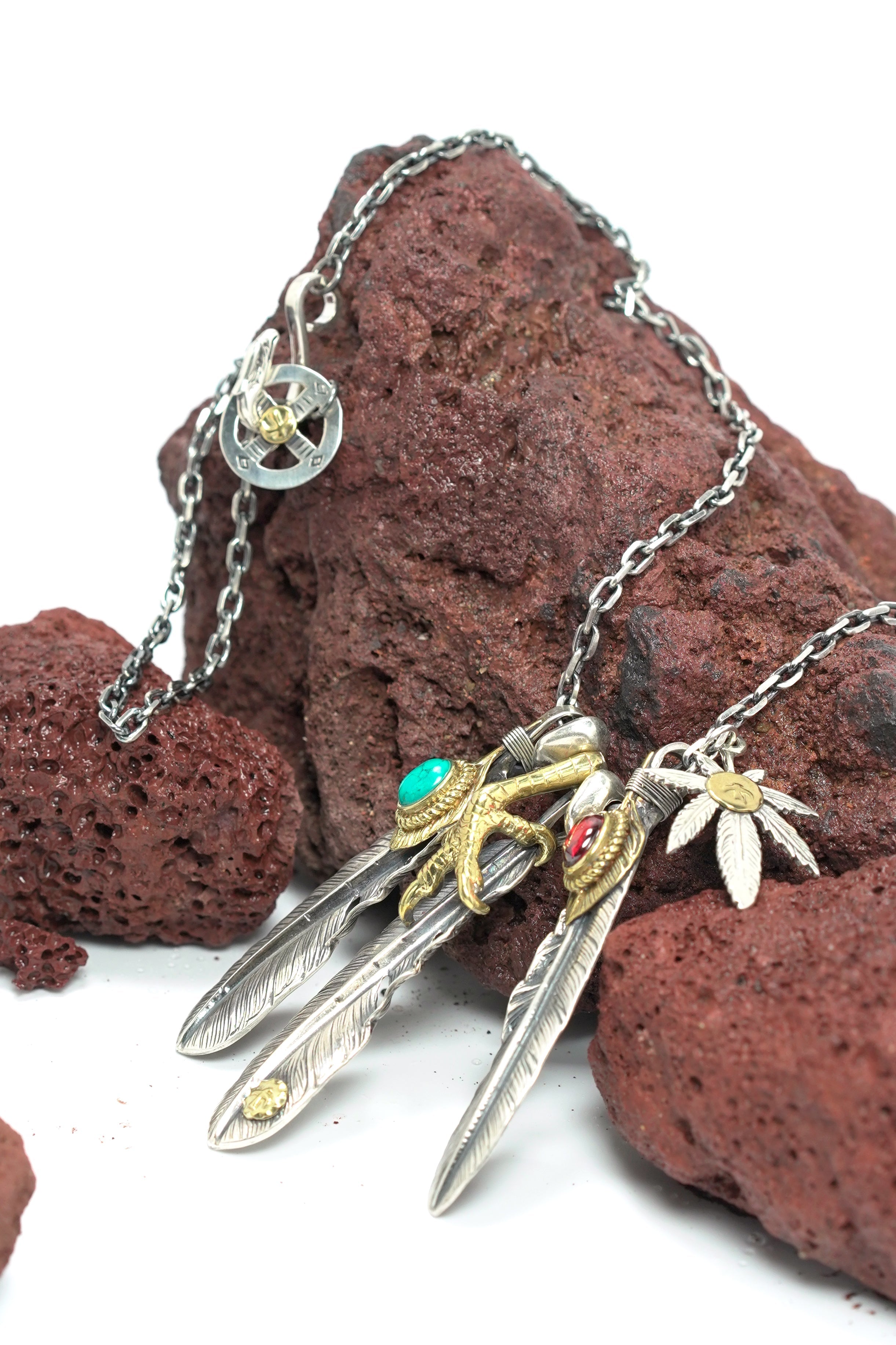 Japan Takahashi Goro Leaf John Mayer Necklace Feather Set Retro Silver