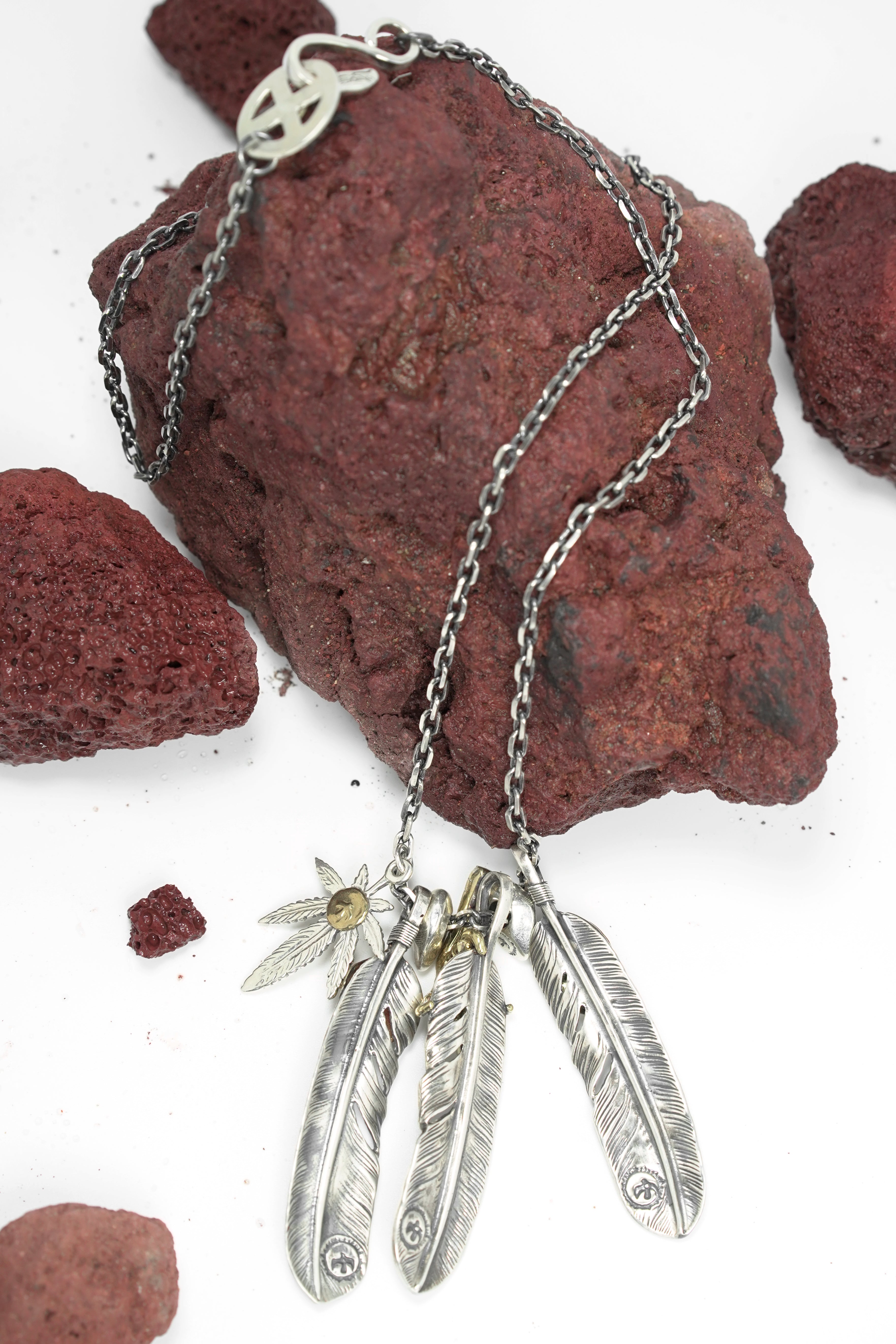Japan Takahashi Goro Leaf John Mayer Necklace Feather Set Retro Silver