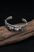 Retro Silver Double Skull Open Bracelet