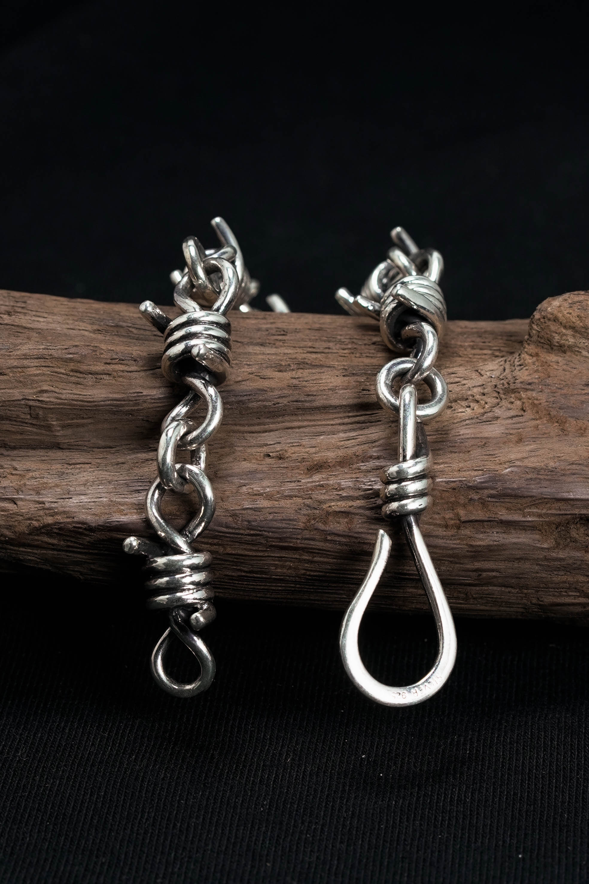 Retro Sterling Silver Twisted Rope Clasp Chain