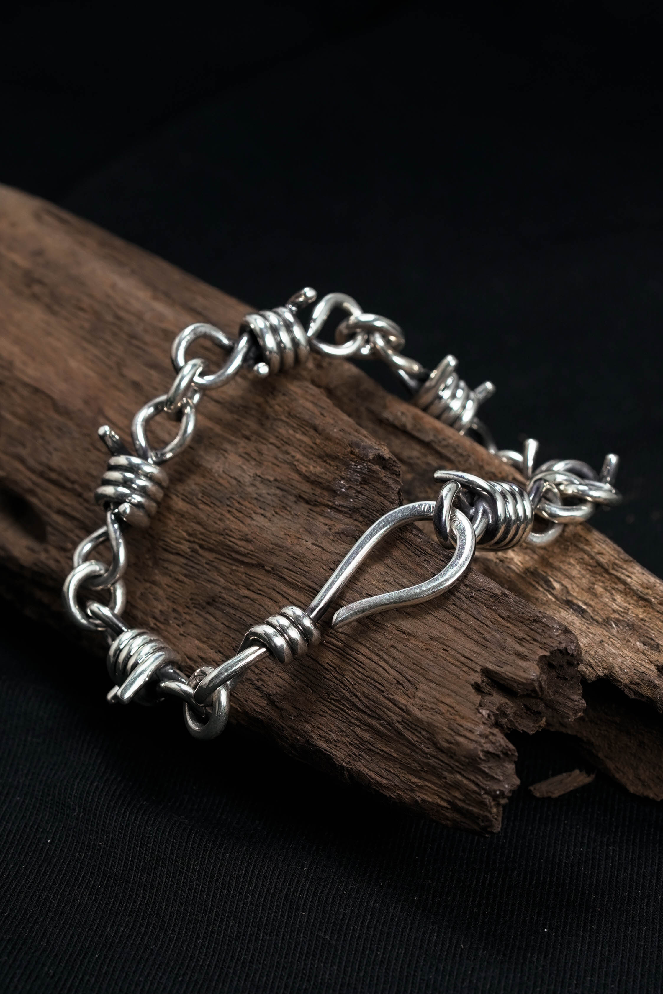 Retro Sterling Silver Twisted Rope Clasp Chain