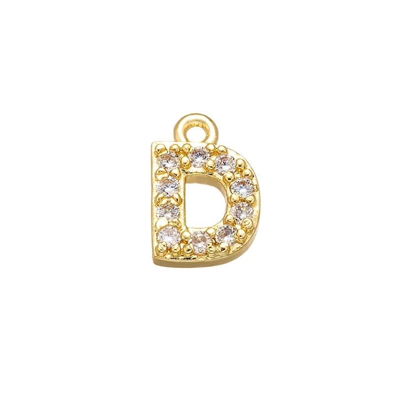 1PCS  Brass Cubic Zirconia 26 Letter Charms Pendants