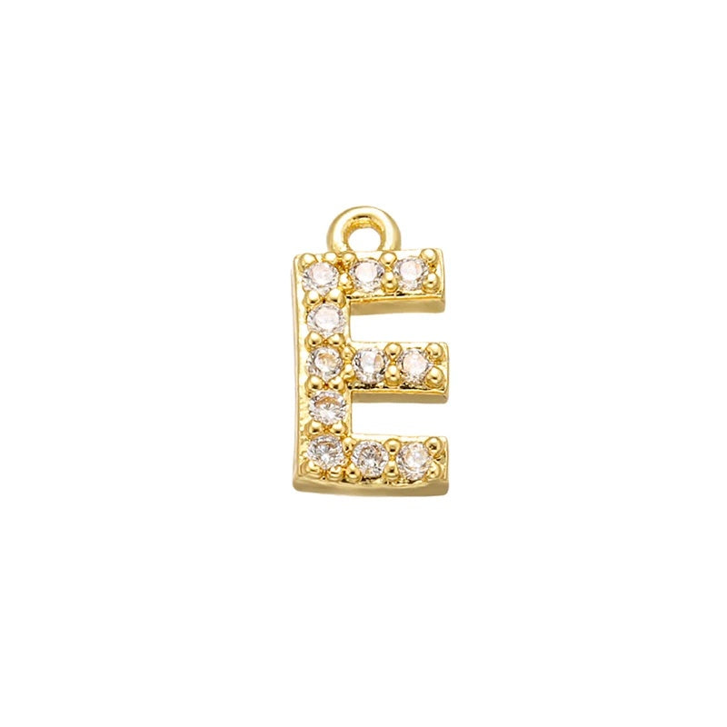 1PCS  Brass Cubic Zirconia 26 Letter Charms Pendants
