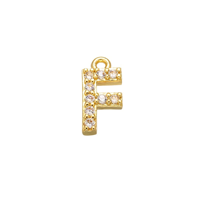 1PCS  Brass Cubic Zirconia 26 Letter Charms Pendants