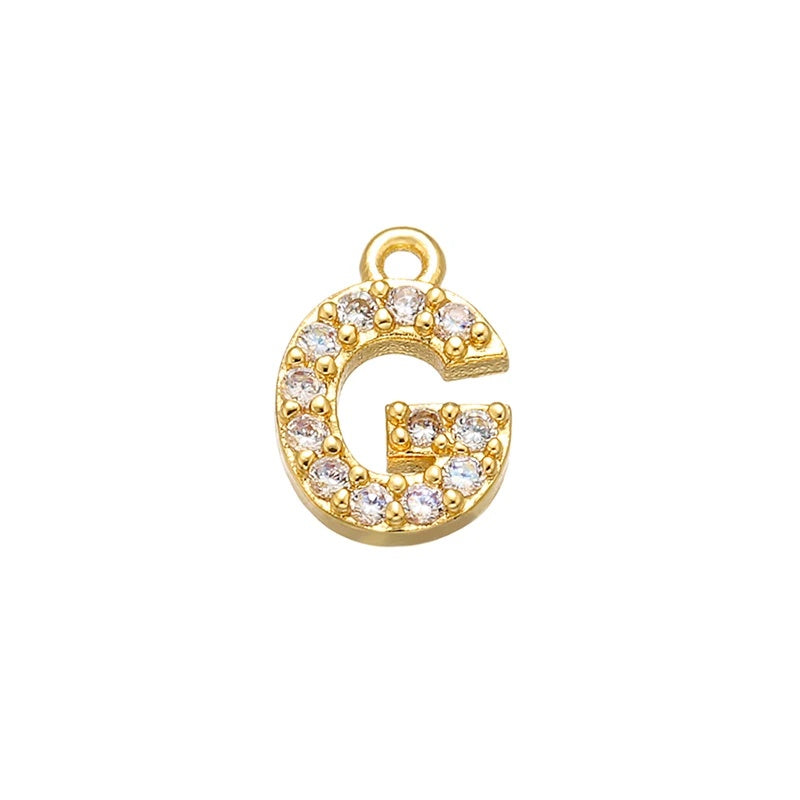 1PCS  Brass Cubic Zirconia 26 Letter Charms Pendants