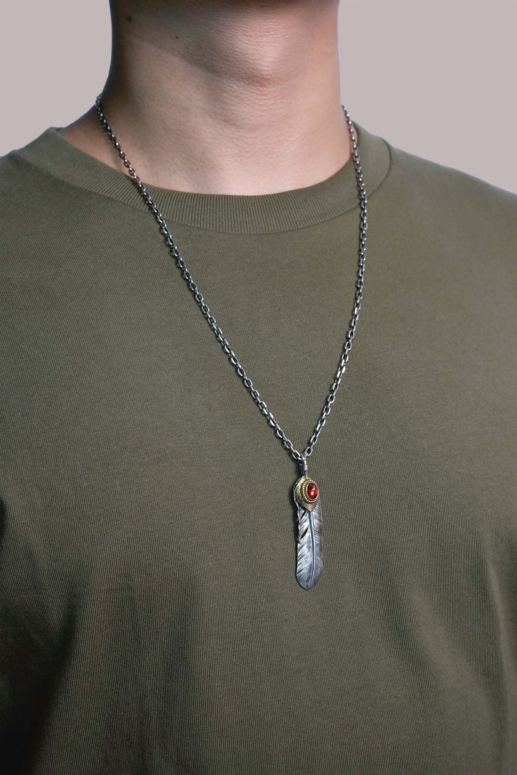 Right Brass Leaf Feather Retro 925 Silver Pendant Japan Takahashi Goro