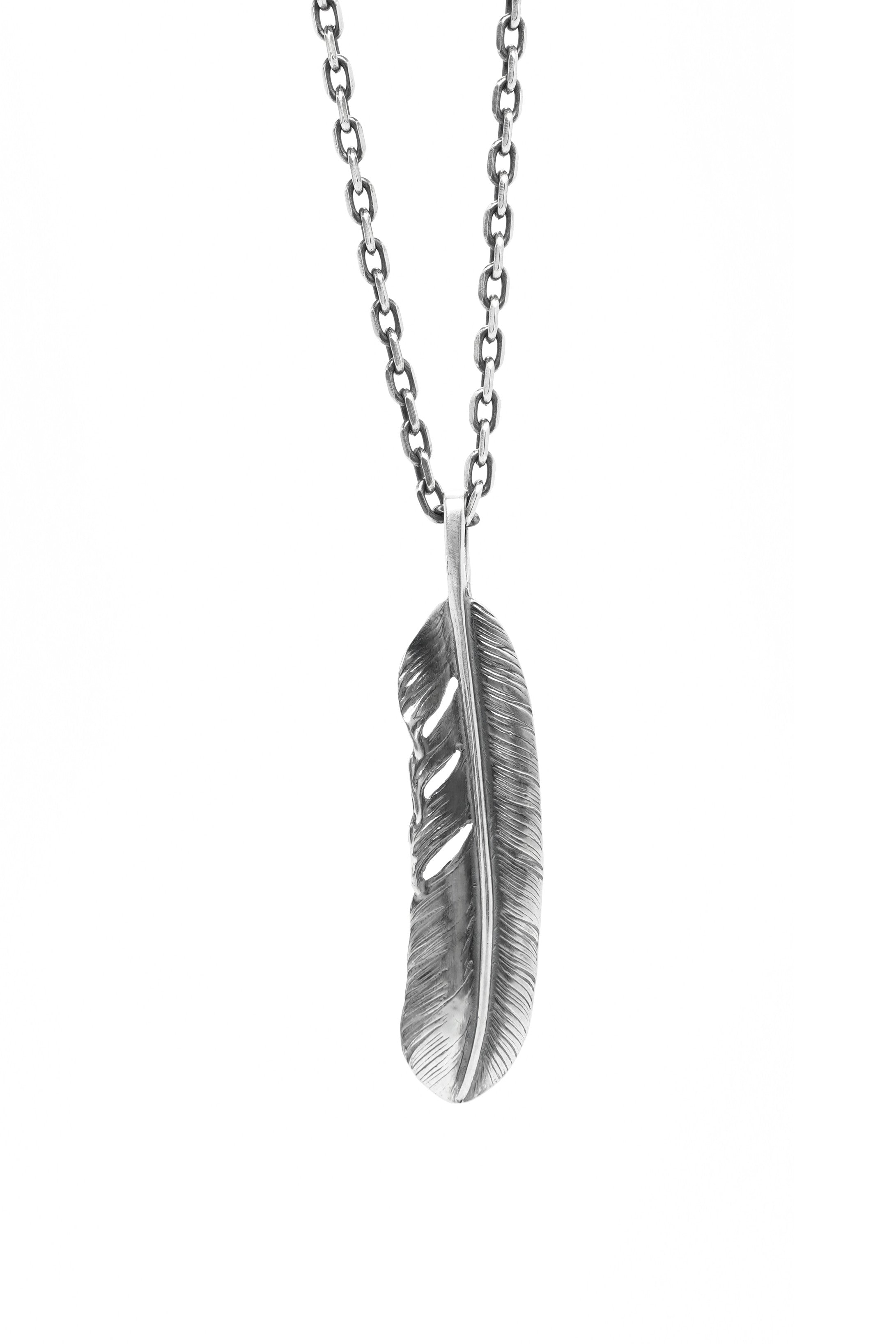 Right Feather Simple Leaf Retro 925 Silver Goro Takahashi Pendant