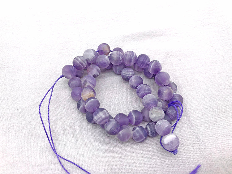 Matte Round Chevron Amethyst Beads
