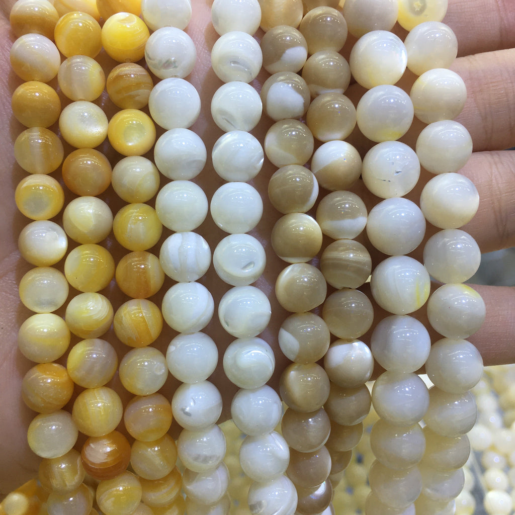 Round Smooth Mother of Pearl MOP Beads
