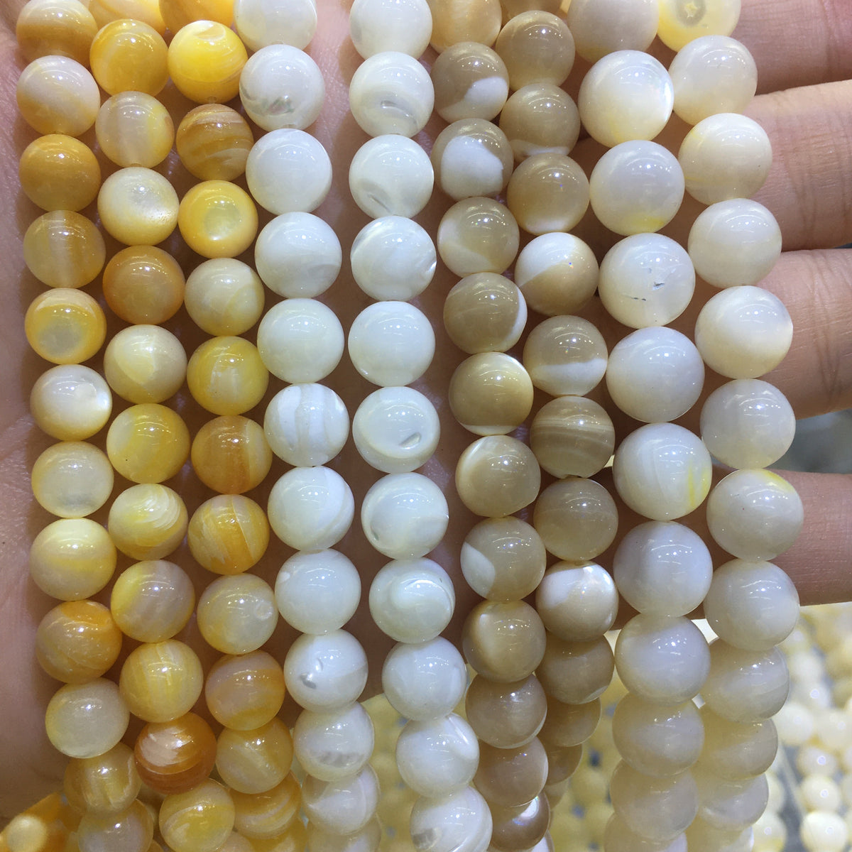 Round Smooth Mother of Pearl MOP Beads