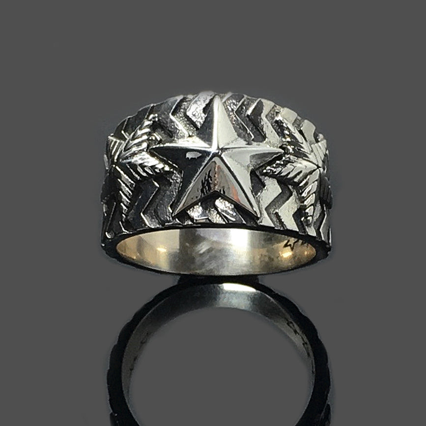Fivepointed Star Sterling Silver Ring Female Men Fashion Hiphop Ring