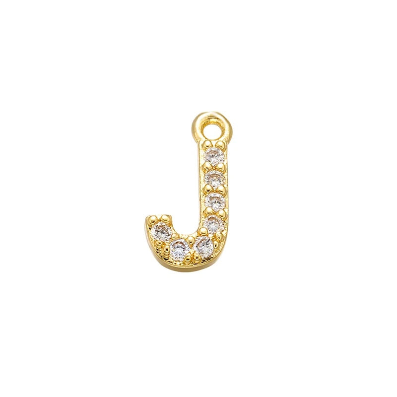 1PCS  Brass Cubic Zirconia 26 Letter Charms Pendants