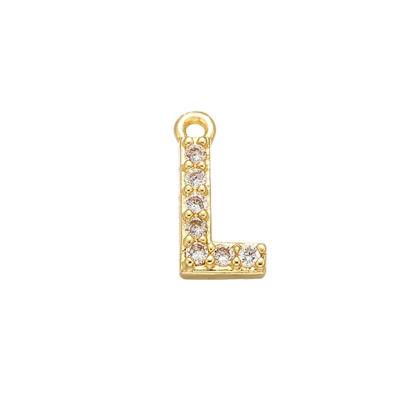 1PCS  Brass Cubic Zirconia 26 Letter Charms Pendants